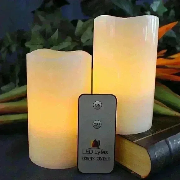 LED Lytes Remote Control Candles Set, 2 Candles, 3"X 5", Real Wax and Am… - Picture 3 of 9